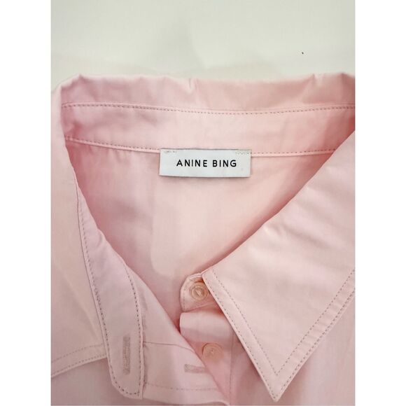 Anine Bing Mika Light Pink 3/4 Sleeve Collared Button Down Shirt Size Small - Picture 5 of 7